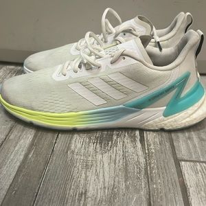 Adidas white and teal with neon green